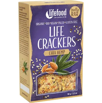 Bio raw slané krekry Konopné s chia semínky Lifefood 90 g