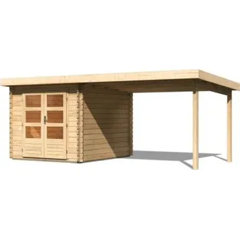 Zahradní stavba dřevěný domek KARIBU BASTRUP 4 + přístavek 300 cm (73298) natur