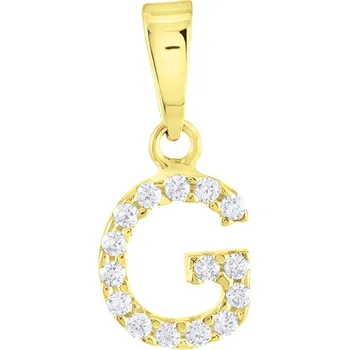 Přívěsek GEMMAX Original – garance kvality Zlatý přívěsek Písmeno G se zirkony – zlatý šperk ryzosti 585/1000 v Dárkovém balení s Certifikátem GLPYB-56601