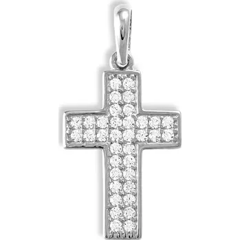 Přívěsek GEMMAX Zlatý kříž Arianrhod white – zlatý šperk ryzosti 585/1000 v Dárkovém balení s Certifikátem GBPWB-11591