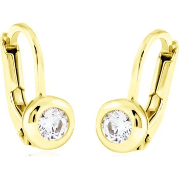 Náušnice GEMMAX Dívčí zlaté náušnice se zirkony – zlatý šperk ryzosti 585/1000 v Dárkovém balení s Certifikátem GBEYB-41891