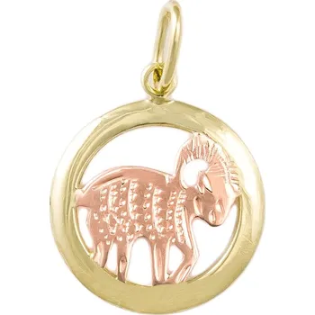 Přívěsek GEMMAX Original – garance kvality Zlatý přívěsek Beran - měsíční znamení kolečko – zlatý šperk ryzosti 585/1000 v Dárkovém balení s Certifikátem GUPCN-69041