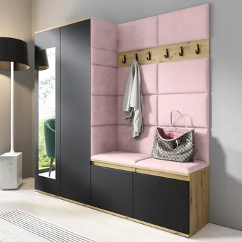 Předsíňová stěna Předsíňová stěna Emi 8 - dub/černá Barva panelů: Pastelová růžová - Trinity 19