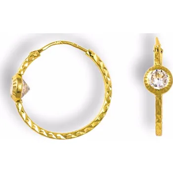 Náušnice GEMMAX Zlaté náušnice Kruhy se zirkonem, diamantový brus Ø 24 mm – zlatý šperk ryzosti 585/1000 v Dárkovém balení s Certifikátem GLEYB-24-03001