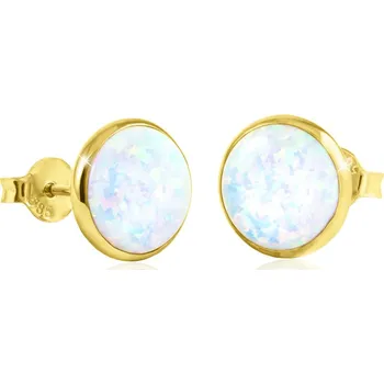 Náušnice GEMMAX Zlaté opálové náušnice Ø 10 mm – zlatý šperk ryzosti 585/1000 v Dárkovém balení s Certifikátem GLEYO-32321