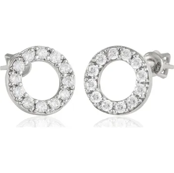 Náušnice Cutie Jewellery Moderní minimalistické náušnice kroužky se zirkony z bílého zlata na šroubek model Z8038 – zlatý šperk ryzosti 585/1000 v Dárkovém balení s Certifikátem GLEWB-31551