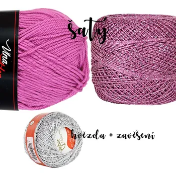 MoVe balíček Sada na výrobu MINI andělů - s křídly z plsti - s lurexem - LIMITOVANÁ edice Andělka MINI s křídly z plsti - lurex: 09 Růžovo-fialová + Camellia růžovo-fialová s metalickou stříbrnou + stříbrná na hvězdu