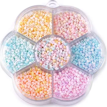 Dětské navlékací korálky Sada rokajlů v boxu, barva mix barev