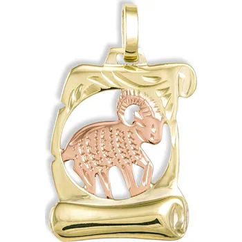 Přívěsek GEMMAX Zlatý přívěsek Beran - měsíční znamení pergamen – zlatý šperk ryzosti 585/1000 v Dárkovém balení s Certifikátem GUPCN-00171