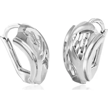 Náušnice GEMMAX Náušnice z bílého zlata s gravírovaným vzorem – zlatý šperk ryzosti 585/1000 v Dárkovém balení s Certifikátem GLEWN-28011