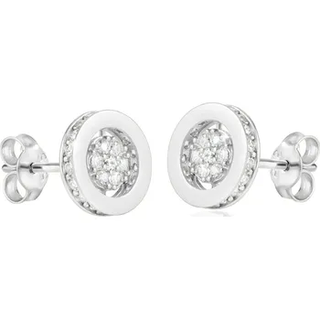 Náušnice GEMMAX Třpytivé náušnice z bílého zlata se zirkony – zlatý šperk ryzosti 585/1000 v Dárkovém balení s Certifikátem GLEWB-35231