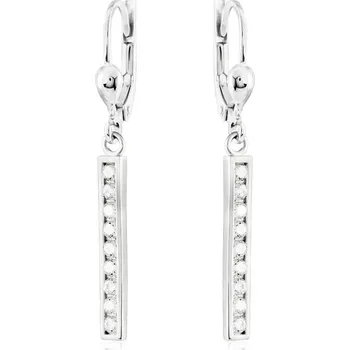 Náušnice GEMMAX Stylové visací náušnice z bílého zlata se zirkony – zlatý šperk ryzosti 585/1000 v Dárkovém balení s Certifikátem GLEWB-77221