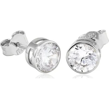 Náušnice GEMMAX Třpytivé náušnice z bílého zlata se zirkony - Ø&nbsp;6,8&nbsp;mm – zlatý šperk ryzosti 585/1000 v Dárkovém balení s Certifikátem GLEWB-32261