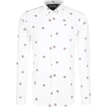 Pánské oblečení Tommy Jeans Košile TJM TOMMY PRINT | Barva:bílý | Velikost:L