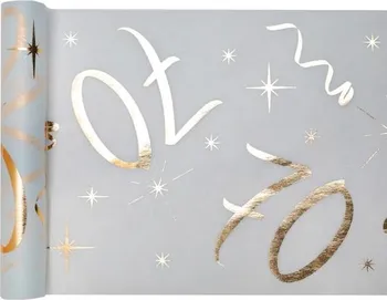 Party dekorace Paris Dekorace Stolová narozeninová šerpa 70 bílá/zlatá 30 cm x 5 m