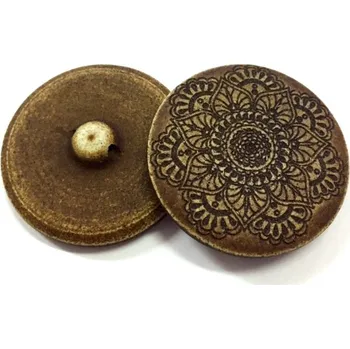 Knoflík GU412, Plastový knoflík, mandala, tmavě hnědý, 39 mm / 1 kus