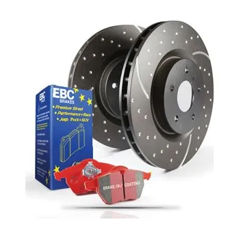 Brzdová destička Přední sada EBC PD12KF030 - Brzdové kotúče Turbo Grooved + brzdové dosky Redstuff Ceramic