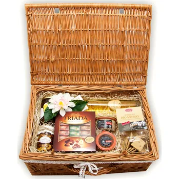 Dárkový potravinový koš Český koš Tradiční proutěná truhlička