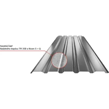 Střešní krytina Plech trapézový pozinkovaný 35A - střešní 0,80mm, lesklý