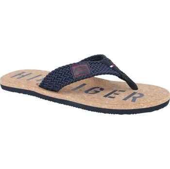 Pánské pantofle Tommy Hilfiger Žabky CASUAL s přídavkem kůže | Barva:tmavě modrá | Velikost:41