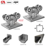 PICCOLO INOX (67x67 mm) nerezový samonosný systém pro posuvné brány do 200 kg/ otvor: 4 m (C399P-IX 1x6 m nerezový profil, C395P-IX 2 ks, C397P-IX 1 ks, C396P-IX 1 ks), nerez AISI304 bez povrch. úpravy