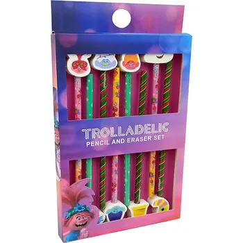 Grafitová tužka Dream Works Dárková sada tužek s gumou 8 ks - Trollové