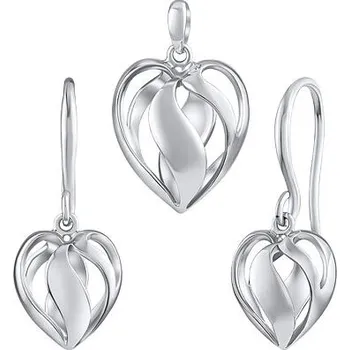 Souprava šperků Stříbrný set šperků srdce Layla - náušnice a přívěsek FW15131SW