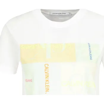 CALVIN KLEIN JEANS Tričko multi logo box | Barva:bílý | Velikost:S