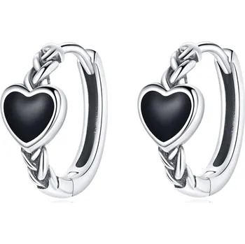 Náušnice For Silver Náušnice Černé Srdce - Stříbro 925