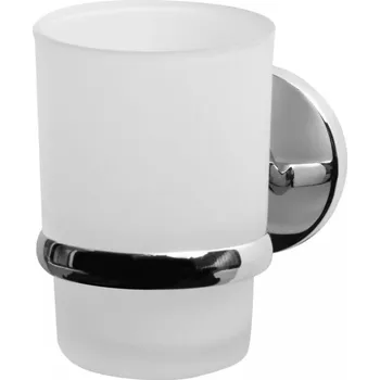 Držák na kartáček CHROMA – Sklenička koupelnová s úchytem – chrom – 01426