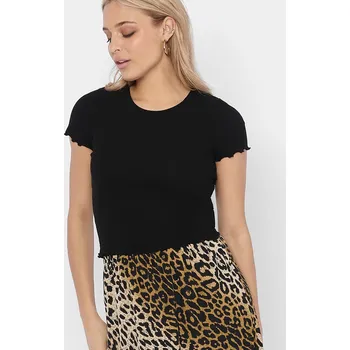 Dámské tričko Only dámské žebrované zkrácené triko Emma černé Velikost: L