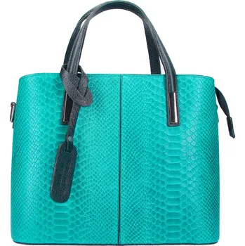 Kabelka Kožená tyrkysově modrá dámská kabelka do ruky v kroko designu Merle