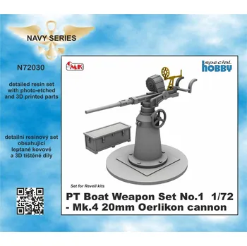 Plastikový model CMK 1/72 PT Boat Weapon Set Mk.4 20mm Oerlikon cannon