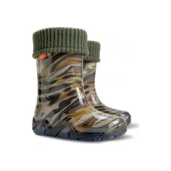 Chlapecké holínky Demar Dětské zateplené holínky STORMER LUX PRINT - maskáč - Velikost 34-35 zelené