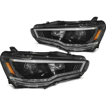 Přední světlomet TUNING-TEC Přední světla Mitsubishi Lancer 8 08-16 TUBE LIGHT SEQ černé