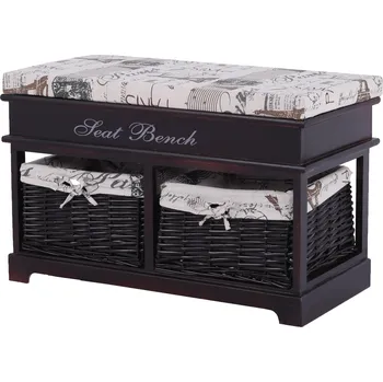 Botník Lavice s polštářem, tmavě hnědá, SEAT BENCH 3