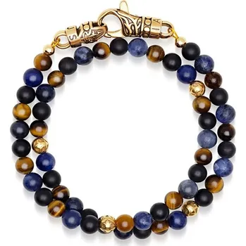 Náramek Pánský wrap náramek Nialaya tygří oko, dumortierit a onyx MCHCO624XL