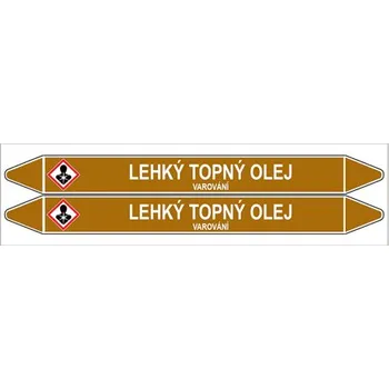 samolepka Značení potrubí, lehký topný olej,2 ks, 450 × 52 mm
