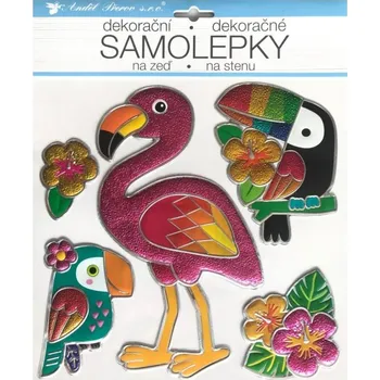 Samolepící dekorace Samolepka na zeď - prostorová třpytivá - Plameňák - 25 x 31 cm&nbsp;- 10443