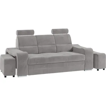 Sedací souprava Pohovka VENUSA světle šedá + 2 taburety