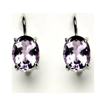 Náušnice Stříbrné náušnice přírodní ametyst světlý - NK1244 (Stříbrné náušnice s přírodním ametystem 9x7 mm)