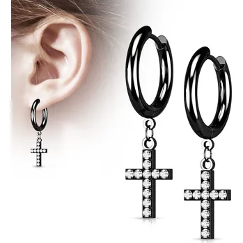 Náušnice Steel Edge Ocelové náušnice kroužky 4108 Barva: Černá