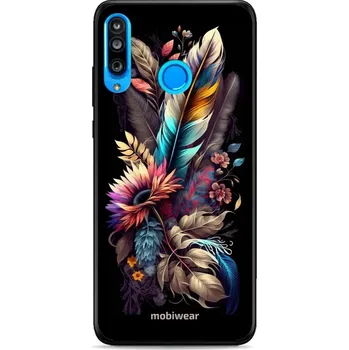 Pouzdro na mobilní telefon Lesklý kryt Mobiwear Glossy - Huawei P30 Lite - G011G Kytice s pírkem (Prémiové lesklé pouzdro, obal, kryt Mobiwear Glossy na mobil Huawei P30 Lite - G011G Kytice s pírkem, materiál Plast + TPU silikon - krytí po všech stranách, neošoupatelný potisk, tenk