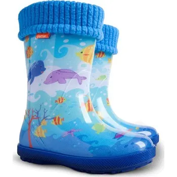 Dívčí holínky Dětské zateplené holínky DEMAR Hawai Lux Exclusive 0448 EG oceán Velikost 26-27