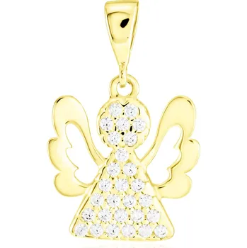 Přívěsek GEMMAX Zlatý přívěsek Anděl se zirkony – zlatý šperk ryzosti 585/1000 v Dárkovém balení s Certifikátem GLPYB-01020