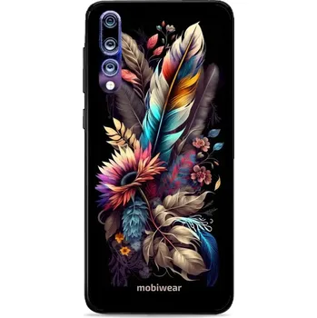 Pouzdro na mobilní telefon Lesklý kryt Mobiwear Glossy - Huawei P20 Pro - G011G Kytice s pírkem (Prémiové lesklé pouzdro, obal, kryt Mobiwear Glossy na mobil Huawei P20 Pro - G011G Kytice s pírkem, materiál Plast + TPU silikon - krytí po všech stranách, neošoupatelný potisk, tenké)