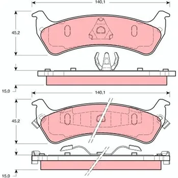 Brzdová destička Sada brzdových destiček, kotoučová brzda TRW GDB1238