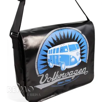 VWCOL Taška přes rameno z kolekce VW "Bulli", z plachtoviny pro nákladní automobily, 33x40x12cm, černá