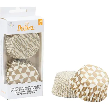 Party nádobí Košíčky na muffiny zlato-bílé 36 ks de0339843