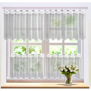 Záclona Forbyt 606788 puntíky/květinky bílá